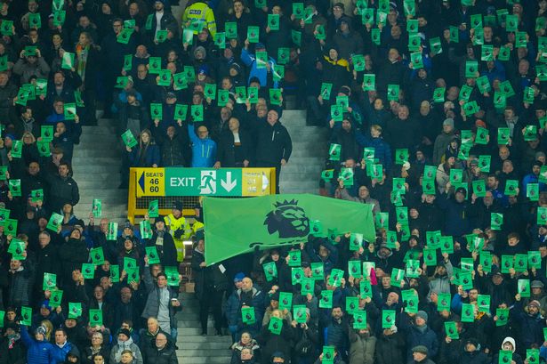 Everton fans ‘banned’ from taking A4 protest cards into Premier League ground