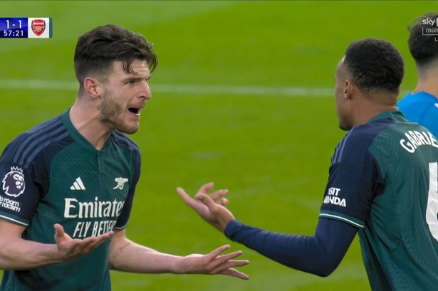Gabriel caught on camera calling out Declan Rice on Arsenal’s defeat by Fulham
