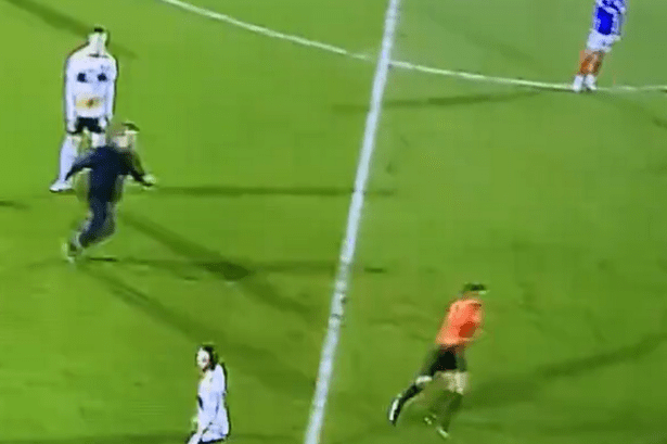 Furious football fan storms pitch to chase referee during Port Vale vs Portsmouth match