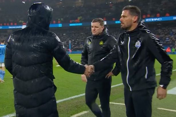 Pep Guardiola grins after Jason Tindall handshake as fans call Newcastle coach ’embarrassing’