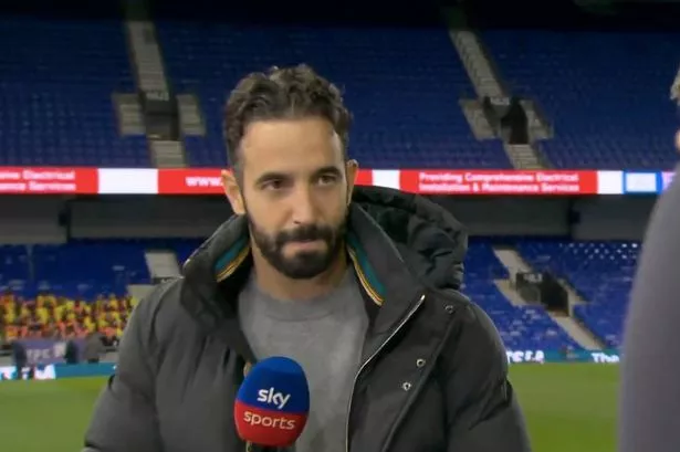 Ruben Amorim’s looks fuming as Ed Sheeran gatecrashes first Man Utd post-match interview