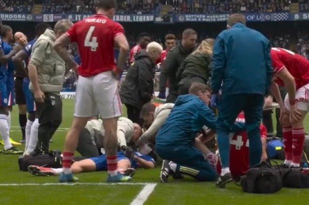 Chelsea vs Nottingham Forest halted as star stretched off in horror penalty clash