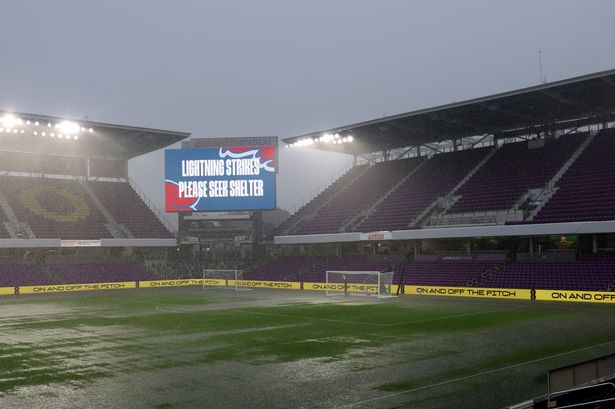 England vs Costa Rica kick-off delayed after torrential rain causes chaos